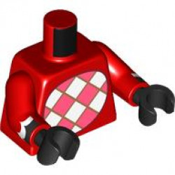 Torso with White and Coral Checkered Stomach, Black and White Tail on Back Pattern / Red Arms with Black and White Feathers Pattern / Black Hands: {ярко червен}