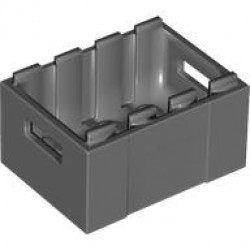 Container, Crate 3 x 4 x 1 2/3 with Handholds: {тъмно каменно сив}