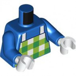 Torso Green and Lime Checked Gingham Apron with White Straps Pattern / Blue Arms / White Hands: {ярко син}