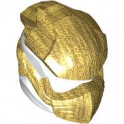 Minifigure, Headgear Ninjago Wrap Type 10 with Molded Pearl Gold Armor, Wraps and Knot Pattern: {бял}