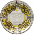 Dish 6 x 6 Inverted (Radar) - Solid Studs with Clock Face with Silver Roman Numerals, Gold Curved Lines and Gears Pattern: {прозрачен}