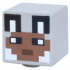 Minifigure, Head, Modified Cube with Pixelated Medium Brown Face, Black Eyes, Reddish Brown Mouth, Ears with White Auricles, Fur on Cheeks Pattern (Minecraft Wolf Skin): {умерено каменно сив}