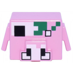 Minifigure, Head, Modified Cube with Ear Flaps and Snout with Pixelated White Eye, Tusks and Skull, Black Eye Socket and Nostrils, Green Decaying Flesh Pattern (Minecraft Zombified Piglin): {светло пурпурен}