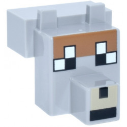Creature Head Pixelated with Snout with Black and White Eyes Large, Tan Muzzle, Medium Nougat Fur Pattern (Minecraft Tamed Wolf): {умерено каменно сив}