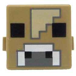 Creature Head Pixelated with Black Eyes and Nostrils, White and Dark Bluish Gray Nose, and Tan Forehead Pattern (Minecraft Mooshroom): {пясъчно жълт}