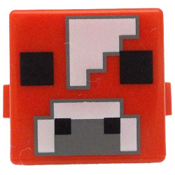 Creature Head Pixelated with Black Eyes and Nostrils, White and Dark Bluish Gray Nose and Forehead Pattern (Minecraft Mooshroom): {ярко червен}