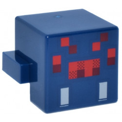 Creature Head Pixelated with Red and Dark Red Face and Light Bluish Gray Fangs Pattern (Minecraft Spider): {земно син}