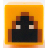 Minifigure, Head, Modified Cube with Pixelated Hood with Dark Orange Trim, Black Face with White Eyes Pattern (Minecraft Shadow Hoodie): {огнено жълто-оранжев}