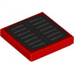 Tile 2 x 2 with Dark Silver and Dark Bluish Gray Tractor Grille Pattern: {ярко червен}