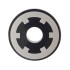 Tile, Round 2 x 2 with Hole with Silver Sprocket Wheel (Spool) Pattern: {черен}