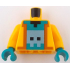 Torso Pixelated Hoodie Open, Dark Orange Trim, Dark Turquoise Shirt with Metallic Light Blue Creature, Black Neck Pattern / Bright Light Orange Arms / Dark Turquoise Hands: {огнено жълто-оранжев}