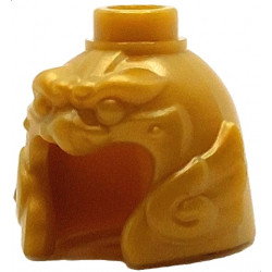 Minifigure, Headgear Helmet with Cheek Protection,  Wings, Animal Face and Stud on Top: {топло златист}
