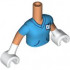 Torso Mini Doll Girl Dark Azure Shirt with Black Pockets and White Name Tag Pattern, Nougat Arms with Hands with Dark Azure Short Sleeves and White Gloves: {нуга}
