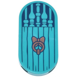 Tile, Round 2 x 4 Oval with Door with Spindles, Dark Blue Wood Grain and Copper Knocker Pattern: {ярко синьо-зелен}