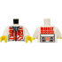 Torso Hoodie with Red Zipper, Drawstrings and 'BUILT', Metallic Light Blue Shirt, Harness Straps on Back Pattern / White Arms / Yellow Hands: {бял}