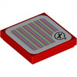 Tile 2 x 2 with Super Mario Scanner Code Toad Speech Bubble with Wrench Pattern (Sticker) - Set 72032: {ярко червен}