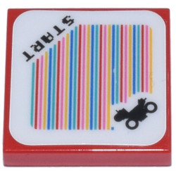 Tile 2 x 2 with Super Mario Scanner Code Yoshi Bike and 'START' Pattern (Sticker) - Set 72031: {ярко червен}