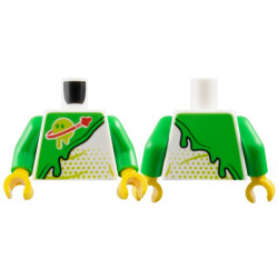Torso Spacesuit with Bright Green Panel with Slime, Classic Space Logo with Lime Z-Blob Dripping Planet with Eyes Pattern / Bright Green Arms / Yellow Hands: {бял}