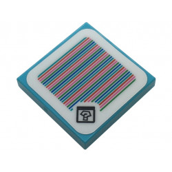 Tile 2 x 2 with Super Mario Scanner Code Item Box with Question Mark Pattern (Sticker) - Sets 72031 / 72036: {умерено небесносин}