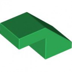 ROOF TILE 1X2, DEG. 45, W/O KNOBS: {тъмно зелен}