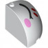 Brick, Round Corner 4 x 4 x 2 2/3 Dome Top with Black Closed Eyelid, Bright Pink Cheek Oval, and Red Eyelashes Pattern Model Left Side: {бял}