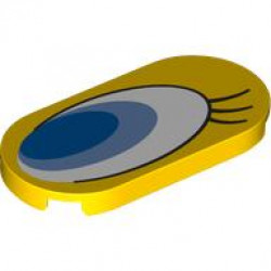 Tile, Round 2 x 4 Oval with Large Blue, Medium Blue and White Eye with Black Eyelashes Pattern Model Left Side (Tweety Bird): {ярко жълт}
