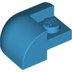 BRICK,2X2X1,BOW OUTSIDE CORNER,W/ CUTOUT: {тъмно небесносин}