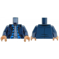 Torso Jacket Open with Pockets over Blue Plaid Shirt with Buttons and Collar and Sand Blue Undershirt Pattern / Dark Blue Arms / Light Nougat Hands: {земно син}
