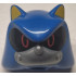 Minifigure, Head, Modified Hedgehog, Metal Sonic with Molded Flat Silver Face and Printed Yellow Inner Ears and Red Eyes on Black Background Pattern: {ярко син}