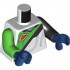 Torso Spacesuit with Bright Green Panel, Classic Space Logo, Black Stripe, and Sand Blue Collar Pattern / Black Arm Left / Bright Green Arm Right / Dark Blue Hands: {бял}