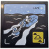 Tile 4 x 4 with 'LIVE' Broadcast with Bright Light Blue Rubber Raft and Sky, Black Sea, White Minifigure, Stars and Waves, Yellow Icon with Clouds Pattern: {черен}