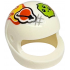 Minifigure, Headgear Helmet Motorcycle (Standard) with Reddish Orange and Black Classic Space Logo, Arrow, Yellow Flames, Lime Alien Head Pattern: {бял}