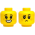 Minifigure, Head Dual Sided Child Black Eyebrows and Eyelashes, Medium Nougat Freckles, Open Mouth Smile with Teeth and Silver Braces / Frown Pattern: {ярко жълт}