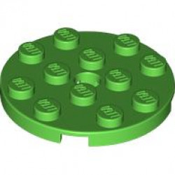 Plate, Round 4 x 4 with Hole: {ярко зелен}