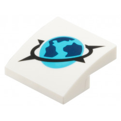 Slope, Curved 2 x 2 x 2/3 with Medium Azure, Dark Blue and Black Arctic Explorer Logo Pattern: {бял}