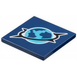Tile 4 x 4 with Medium Azure, Dark Blue and Black Arctic Explorer Logo with White Outline Pattern: {земно син}