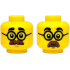 Minifigure, Head Dual Sided Black Thick Eyebrows, Round Glasses, Reddish Brown Moustache, Medium Nougat Chin Dimple, Neutral / Surprised Open Mouth Pattern: {ярко жълт}