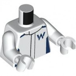 Torso Racing Suit with Dark Blue Shoulders, Sides and Williams Formula 1 Logo Stylized Capital Letter W Pattern / White Arms / White Hands: {бял}