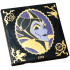 Tile 4 x 4 with Lavender and Dark Purple Maleficent Portrait in Scalloped Oval Frame with Gold Filigree, '1959', Rose, Dragon, Raven Diablo and Spinning Wheel Pattern: {черен}