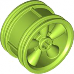 Wheel 30.4mm D. x 20mm with No Pin Holes and 5 Large Spokes: {ярко жълто-зелен}