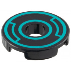Tile, Round 2 x 2 with Hole with Dark Turquoise Concentric Circles with Insets Pattern: {черен}