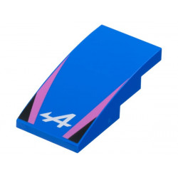 Slope, Curved 4 x 2 with Alpine Formula 1 Logo Stylized White Capital Letter A, Dark Pink Stripes, Black Triangles Pattern: {ярко син}
