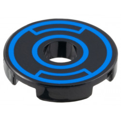 Tile, Round 2 x 2 with Hole with Blue Concentric Circles with Insets Pattern: {черен}