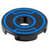 Tile, Round 2 x 2 with Hole with Blue Concentric Circles with Insets Pattern: {черен}