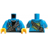 Torso Jacket Open, White 'BL', Black Sweater, Dark Bluish Gray Strap with Pouches, Hourglass Buckle Pattern / Dark Azure Arms / Yellow Hands: {тъмно небесносин}