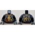 Torso Armored Tunic with Dark Bluish Gray Shoulder Panels, Orange Trim and Gold Ninjago Logogram Letter C over Chest Armor, Earth Dragon Logo on Back Pattern / Black Arms / Dark Bluish Gray Hands: {черен}