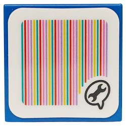 Tile 2 x 2 with Super Mario Scanner Code Blue Toad Speech Bubble with Wrench Pattern (Sticker) - Set 72035: {ярко син}
