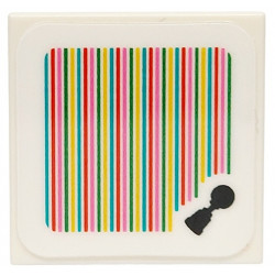 Tile 2 x 2 with Super Mario Scanner Code Horn Pattern (Sticker) - Set 72035: {бял}