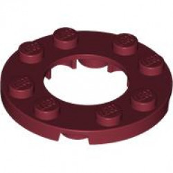 Plate, Round 4 x 4 with 2 x 2 Round Open Center: {нов тъмно червен}