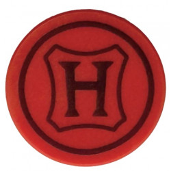 Tile, Round 2 x 2 with Bottom Stud Holder with Wax Seal with Hogwarts Crest, Dark Red Capital Letter H and Border Pattern: {ярко червен}